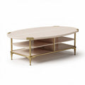 Oval coffee table with wooden top and metal frame 120 x 60 x 40cm