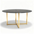 Round glass coffee table with gold metal frame 100 x 100 x 75cm