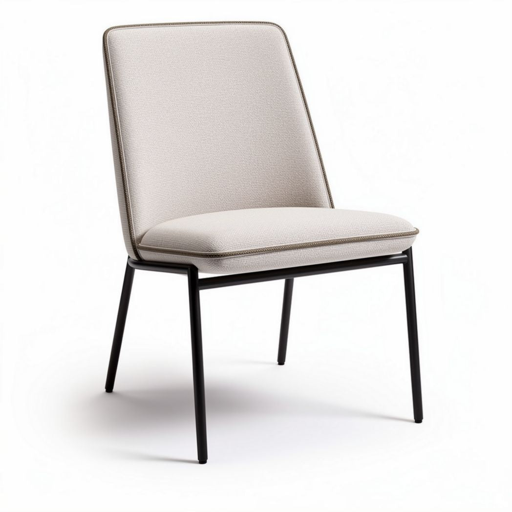 Upholstered lounge chair with metal legs in beige 45 x 55 x 80cm
