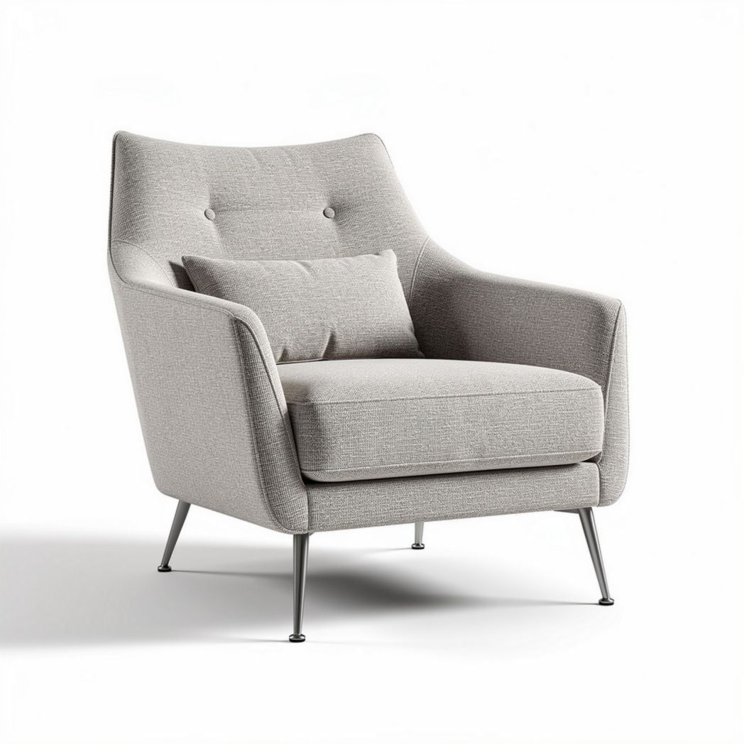 Fabric accent chair with removable cushion and metal legs 80 x 80 x 85cm
