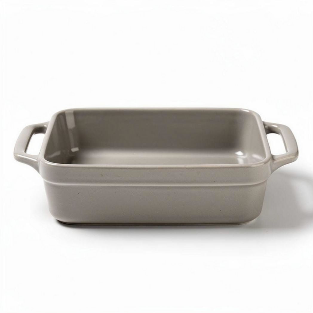 Stoneware baking dish with handles for kitchen use 30 x 20 x 5cm in gray