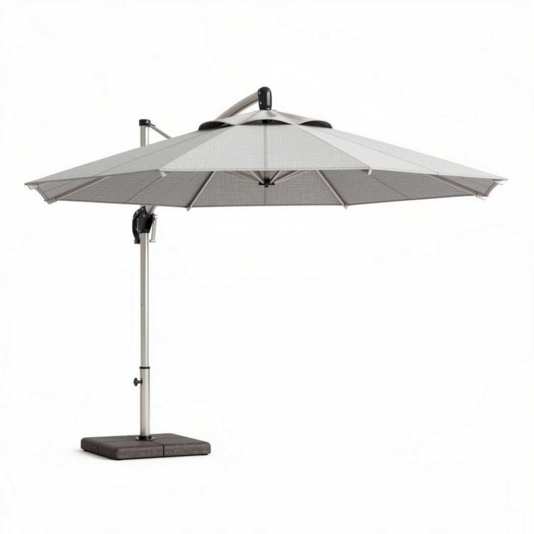 Outdoor patio umbrella with aluminum frame and gray fabric 250 x 250 x 230cm