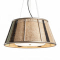 Woven rattan pendant light fixture with adjustable height for indoor use