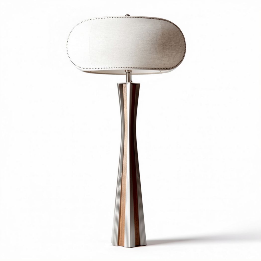 Wooden table lamp with fabric shade 20 x 35 x 55cm for living room decor