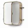 Brass wall-mounted storage cabinet with glass doors and ribbed design 40 x 30 x 5cm