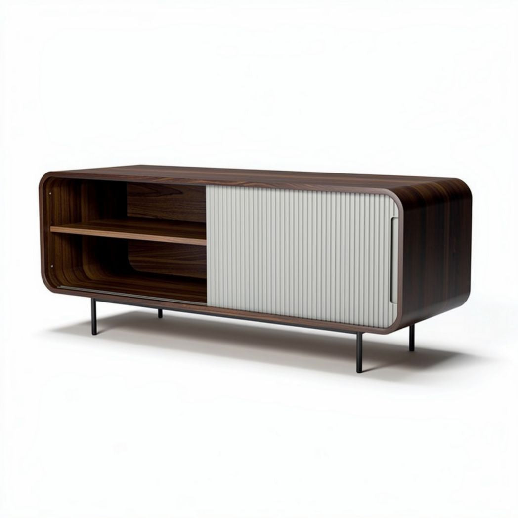 Wooden sideboard with sliding door and metal legs 120 x 40 x 60cm